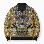 Aotearoa Waikato Tainui Bomber Puffer Jacket Maori Light Gold Tribal Paua Shell Pattern