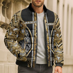 Aotearoa Waikato Tainui Bomber Puffer Jacket Maori Light Gold Tribal Paua Shell Pattern