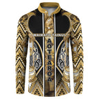 Aotearoa Waikato Tainui Button Sweatshirt Maori Light Gold Tribal Paua Shell Pattern