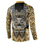 Aotearoa Waikato Tainui Button Sweatshirt Maori Light Gold Tribal Paua Shell Pattern