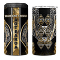 Aotearoa Waikato Tainui 4 in 1 Can Cooler Tumbler Maori Light Gold Tribal Paua Shell Pattern