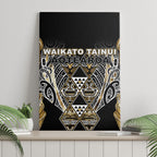 Aotearoa Waikato Tainui Canvas Wall Art Maori Light Gold Tribal Paua Shell Pattern