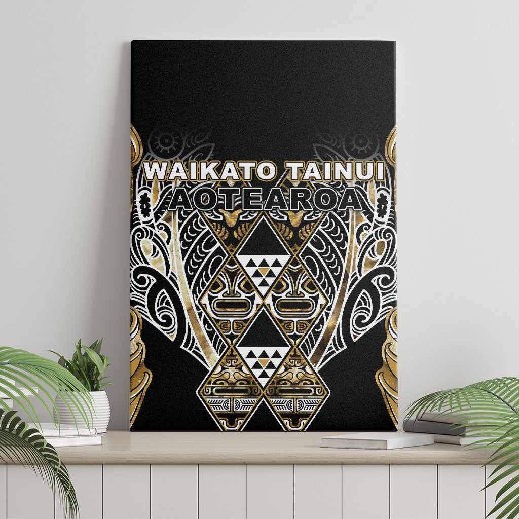 Aotearoa Waikato Tainui Canvas Wall Art Maori Light Gold Tribal Paua Shell Pattern