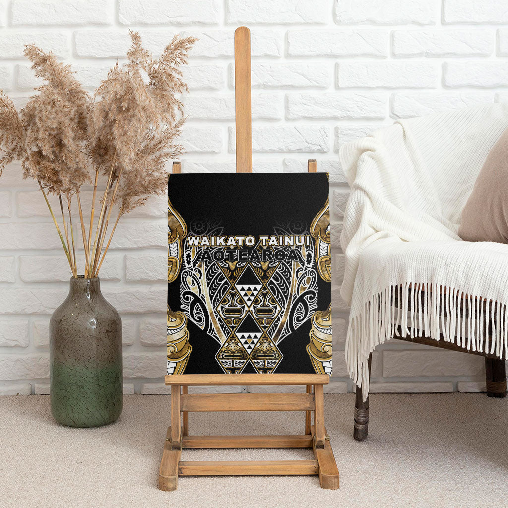 Aotearoa Waikato Tainui Canvas Wall Art Maori Light Gold Tribal Paua Shell Pattern