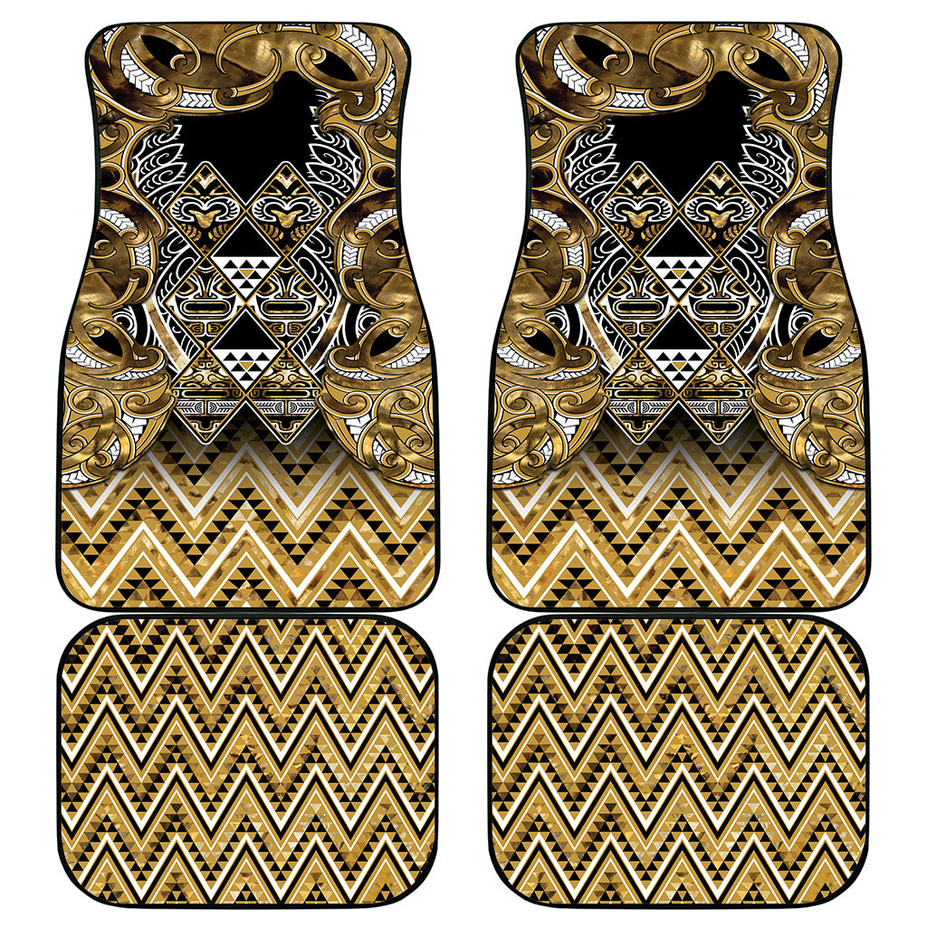 Aotearoa Waikato Tainui Car Mats Maori Light Gold Tribal Paua Shell Pattern