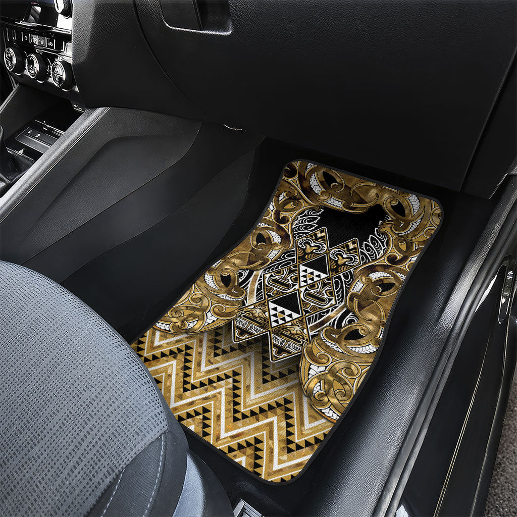 Aotearoa Waikato Tainui Car Mats Maori Light Gold Tribal Paua Shell Pattern