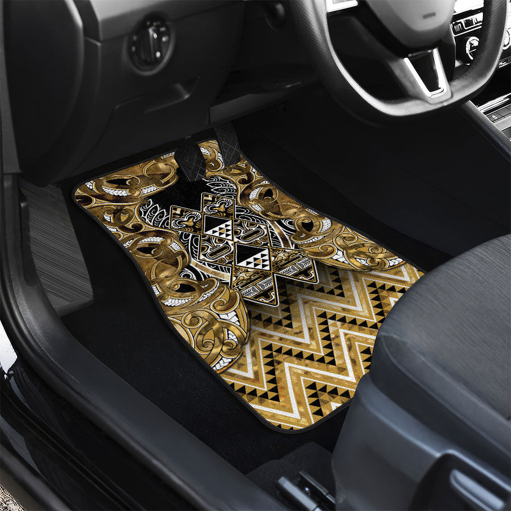Aotearoa Waikato Tainui Car Mats Maori Light Gold Tribal Paua Shell Pattern