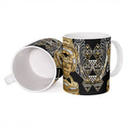 Aotearoa Waikato Tainui Ceramic Mug Maori Light Gold Tribal Paua Shell Pattern