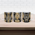 Aotearoa Waikato Tainui Ceramic Mug Maori Light Gold Tribal Paua Shell Pattern