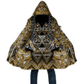 Aotearoa Waikato Tainui Cloak Maori Light Gold Tribal Paua Shell Pattern