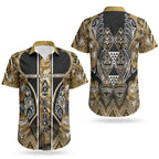 Aotearoa Waikato Tainui Couples Matching Off Shoulder Maxi Dress and Hawaiian Shirt Maori Light Gold Tribal Paua Shell Pattern