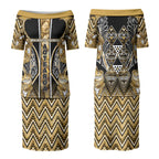 Aotearoa Waikato Tainui Couples Matching Puletasi and Hawaiian Shirt Maori Light Gold Tribal Paua Shell Pattern