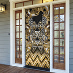 Aotearoa Waikato Tainui Door Cover Maori Light Gold Tribal Paua Shell Pattern