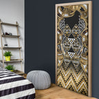 Aotearoa Waikato Tainui Door Cover Maori Light Gold Tribal Paua Shell Pattern