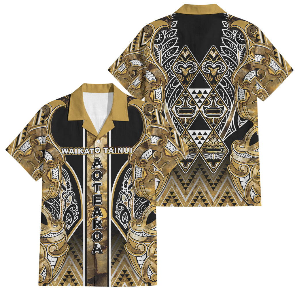 Aotearoa Waikato Tainui Family Matching Mermaid Dress and Hawaiian Shirt Maori Light Gold Tribal Paua Shell Pattern