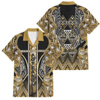 Aotearoa Waikato Tainui Family Matching Mermaid Dress and Hawaiian Shirt Maori Light Gold Tribal Paua Shell Pattern