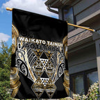 Aotearoa Waikato Tainui Garden Flag Maori Light Gold Tribal Paua Shell Pattern