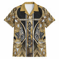 Aotearoa Waikato Tainui Hawaiian Shirt Maori Light Gold Tribal Paua Shell Pattern