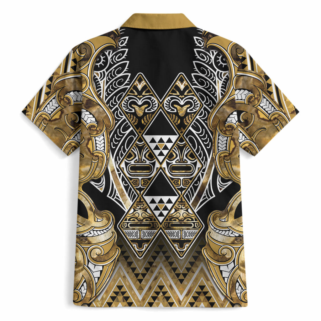 Aotearoa Waikato Tainui Hawaiian Shirt Maori Light Gold Tribal Paua Shell Pattern