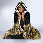 Aotearoa Waikato Tainui Hooded Blanket Maori Light Gold Tribal Paua Shell Pattern