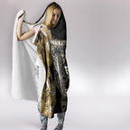 Aotearoa Waikato Tainui Hooded Blanket Maori Light Gold Tribal Paua Shell Pattern
