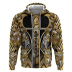 Aotearoa Waikato Tainui Hoodie Maori Light Gold Tribal Paua Shell Pattern