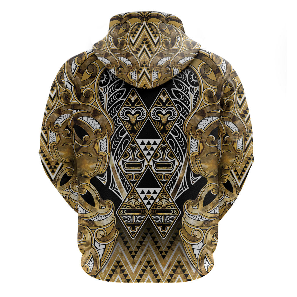 Aotearoa Waikato Tainui Hoodie Maori Light Gold Tribal Paua Shell Pattern