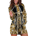 Aotearoa Waikato Tainui Hoodie Dress Maori Light Gold Tribal Paua Shell Pattern