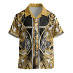 Aotearoa Waikato Tainui Kid Hawaiian Shirt Maori Light Gold Tribal Paua Shell Pattern