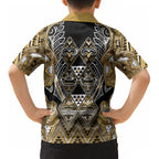 Aotearoa Waikato Tainui Kid Hawaiian Shirt Maori Light Gold Tribal Paua Shell Pattern