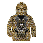 Aotearoa Waikato Tainui Kid Hoodie Maori Light Gold Tribal Paua Shell Pattern