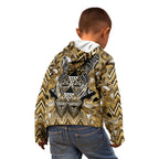 Aotearoa Waikato Tainui Kid Hoodie Maori Light Gold Tribal Paua Shell Pattern