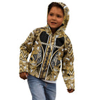 Aotearoa Waikato Tainui Kid Hoodie Maori Light Gold Tribal Paua Shell Pattern