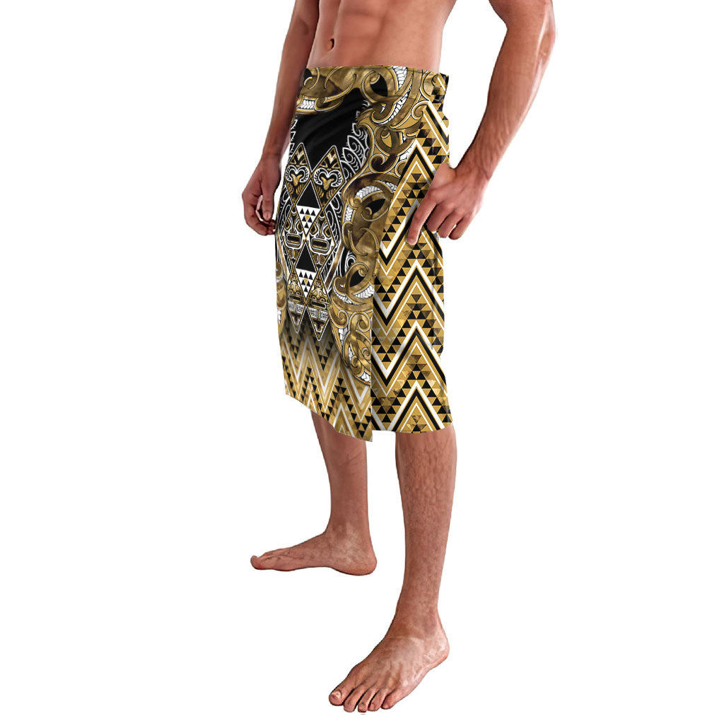 Aotearoa Waikato Tainui Lavalava Maori Light Gold Tribal Paua Shell Pattern