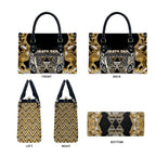 Aotearoa Waikato Tainui Leather Bag Maori Light Gold Tribal Paua Shell Pattern
