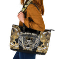 Aotearoa Waikato Tainui Leather Tote Bag Maori Light Gold Tribal Paua Shell Pattern