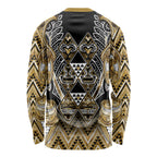 Aotearoa Waikato Tainui Long Sleeve Shirt Maori Light Gold Tribal Paua Shell Pattern