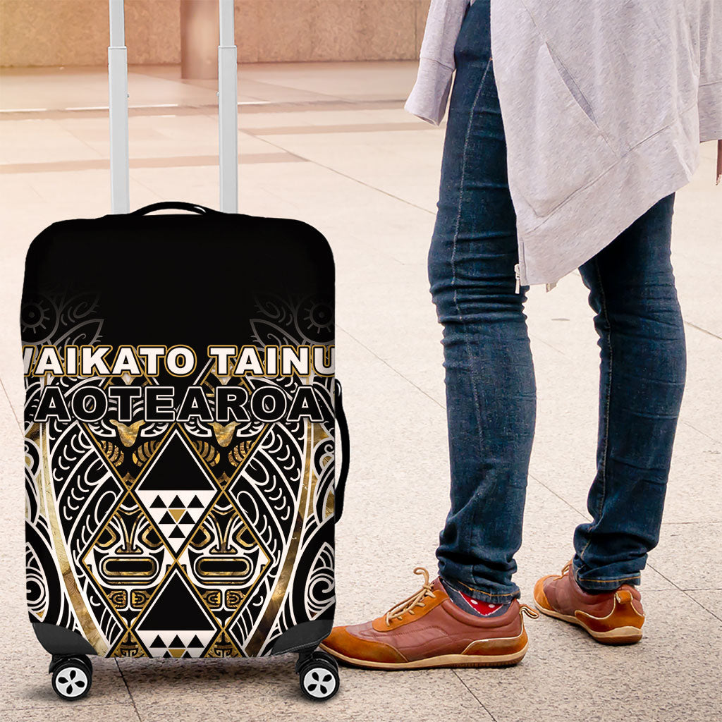 Aotearoa Waikato Tainui Luggage Cover Maori Light Gold Tribal Paua Shell Pattern