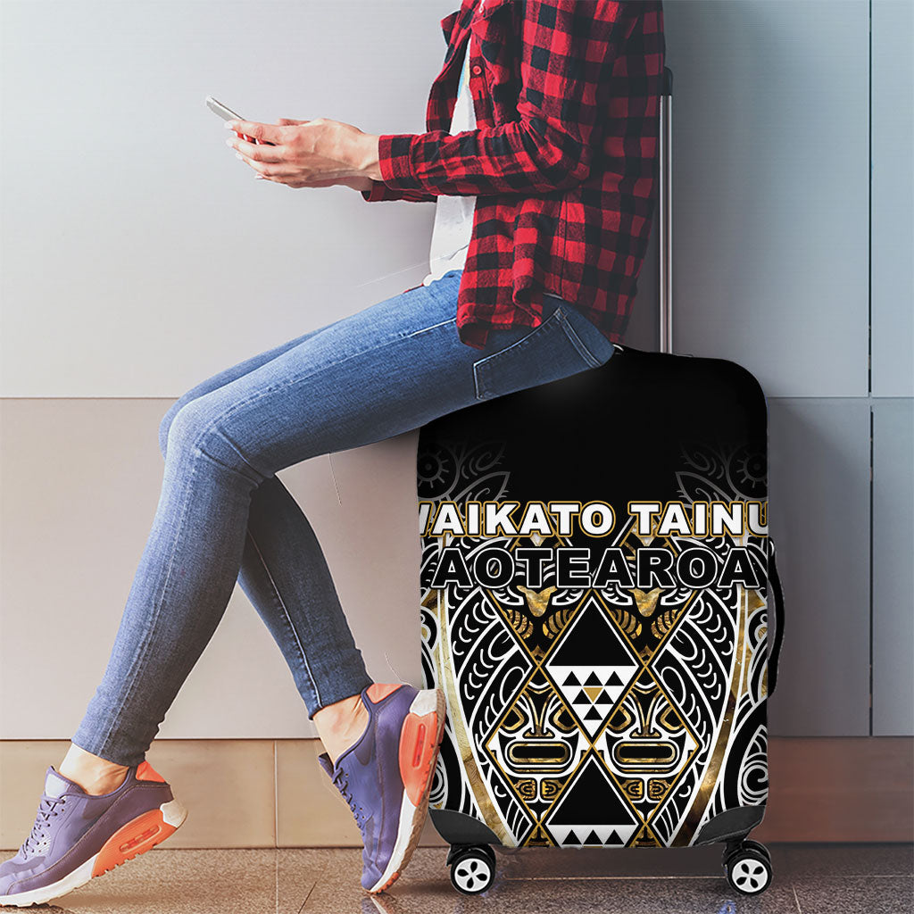 Aotearoa Waikato Tainui Luggage Cover Maori Light Gold Tribal Paua Shell Pattern