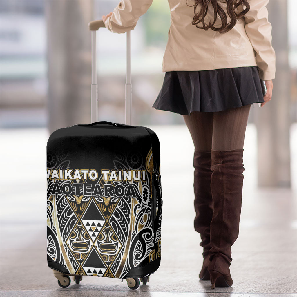 Aotearoa Waikato Tainui Luggage Cover Maori Light Gold Tribal Paua Shell Pattern