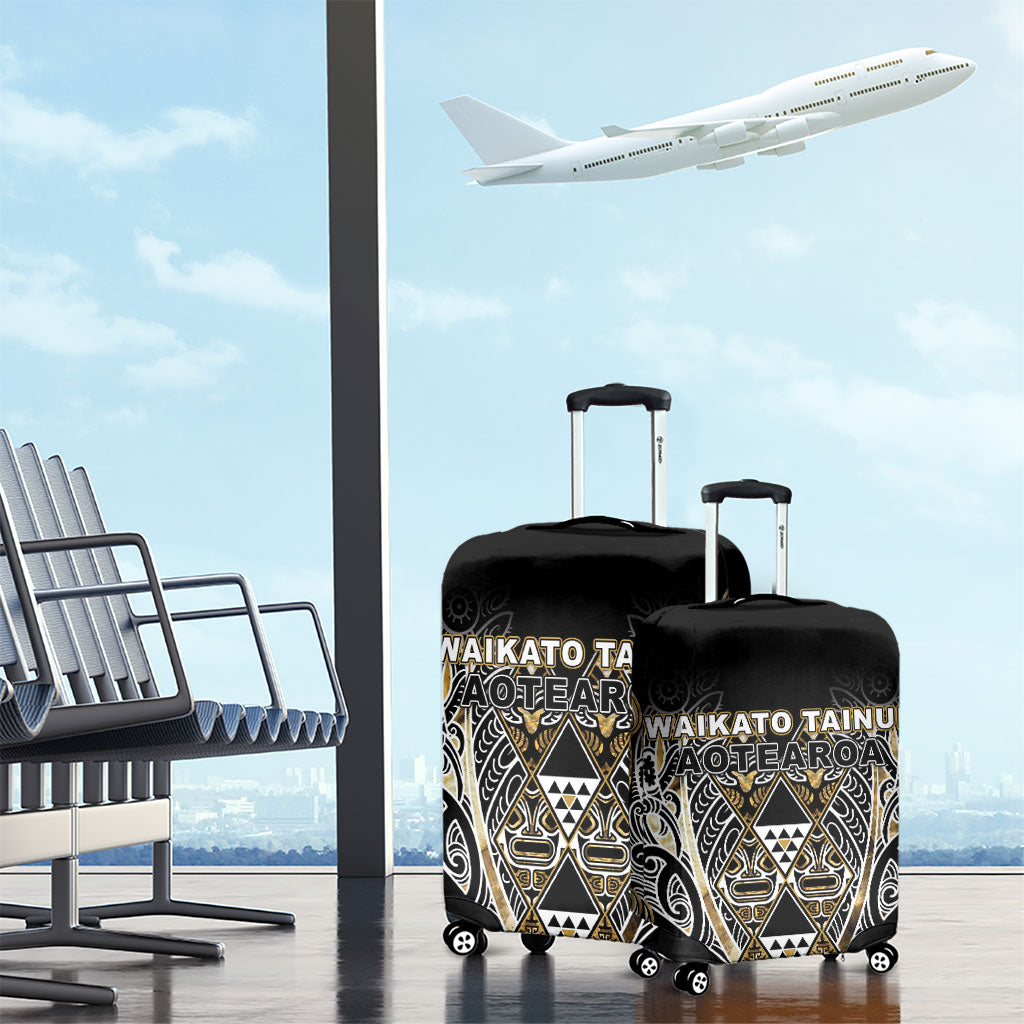 Aotearoa Waikato Tainui Luggage Cover Maori Light Gold Tribal Paua Shell Pattern