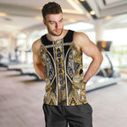 Aotearoa Waikato Tainui Men Tank Top Maori Light Gold Tribal Paua Shell Pattern