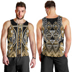 Aotearoa Waikato Tainui Men Tank Top Maori Light Gold Tribal Paua Shell Pattern