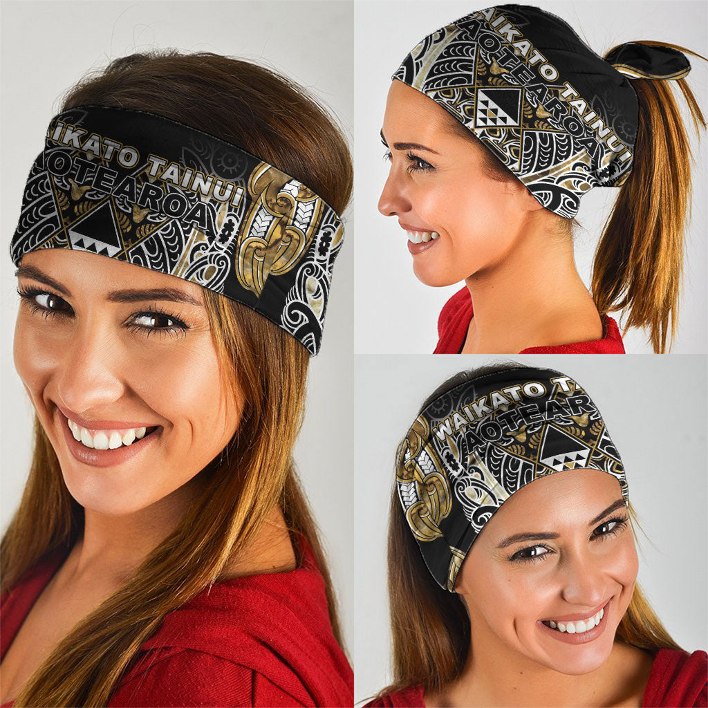 Aotearoa Waikato Tainui Neck Gaiter Maori Light Gold Tribal Paua Shell Pattern