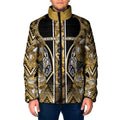 Aotearoa Waikato Tainui Padded Jacket Maori Light Gold Tribal Paua Shell Pattern