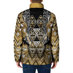 Aotearoa Waikato Tainui Padded Jacket Maori Light Gold Tribal Paua Shell Pattern