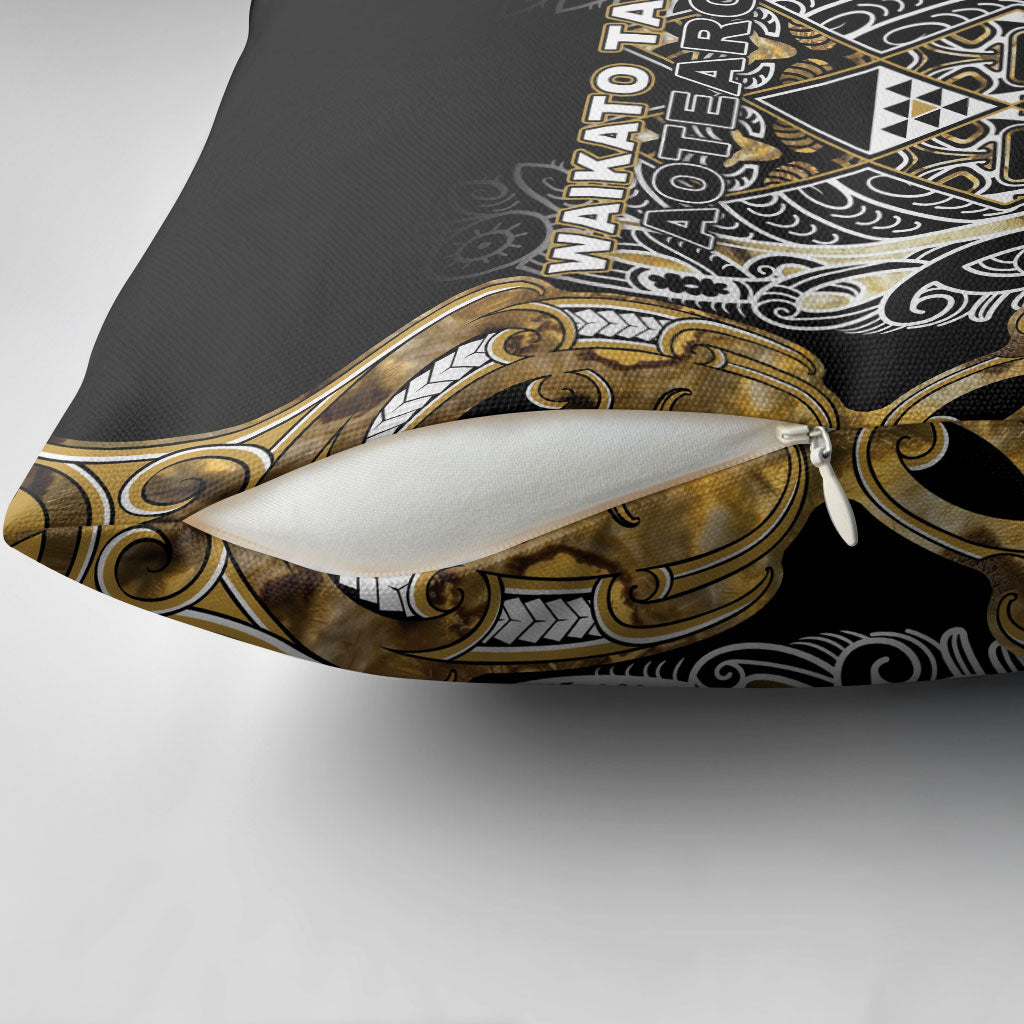 Aotearoa Waikato Tainui Pillow Cover Maori Light Gold Tribal Paua Shell Pattern
