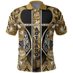 Aotearoa Waikato Tainui Polo Shirt Maori Light Gold Tribal Paua Shell Pattern