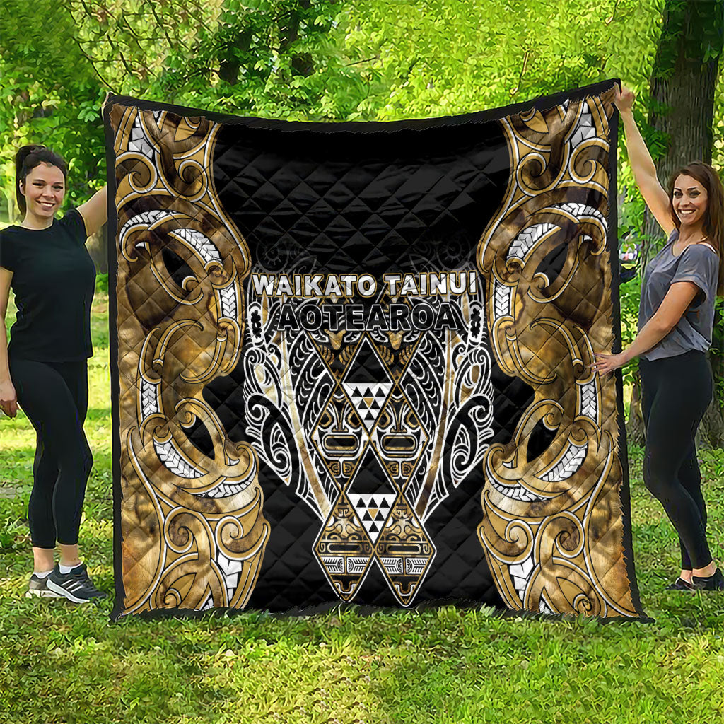 Aotearoa Waikato Tainui Quilt Maori Light Gold Tribal Paua Shell Pattern