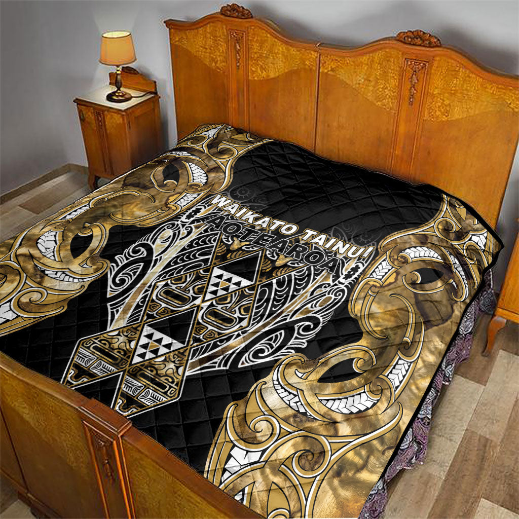 Aotearoa Waikato Tainui Quilt Maori Light Gold Tribal Paua Shell Pattern